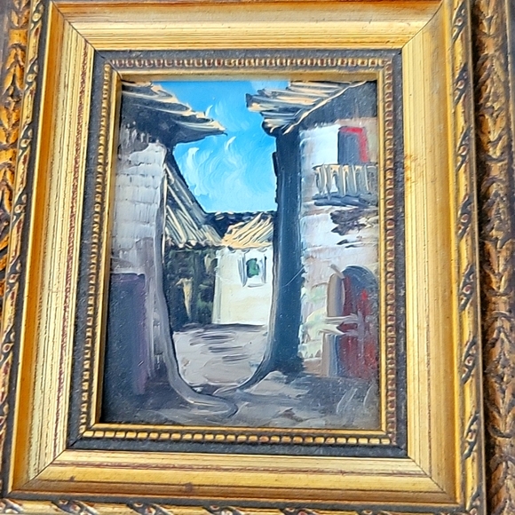 VTG FRAMED ART WITH METAL DESIGN ATTACHED BELOW - Picture 2 of 6